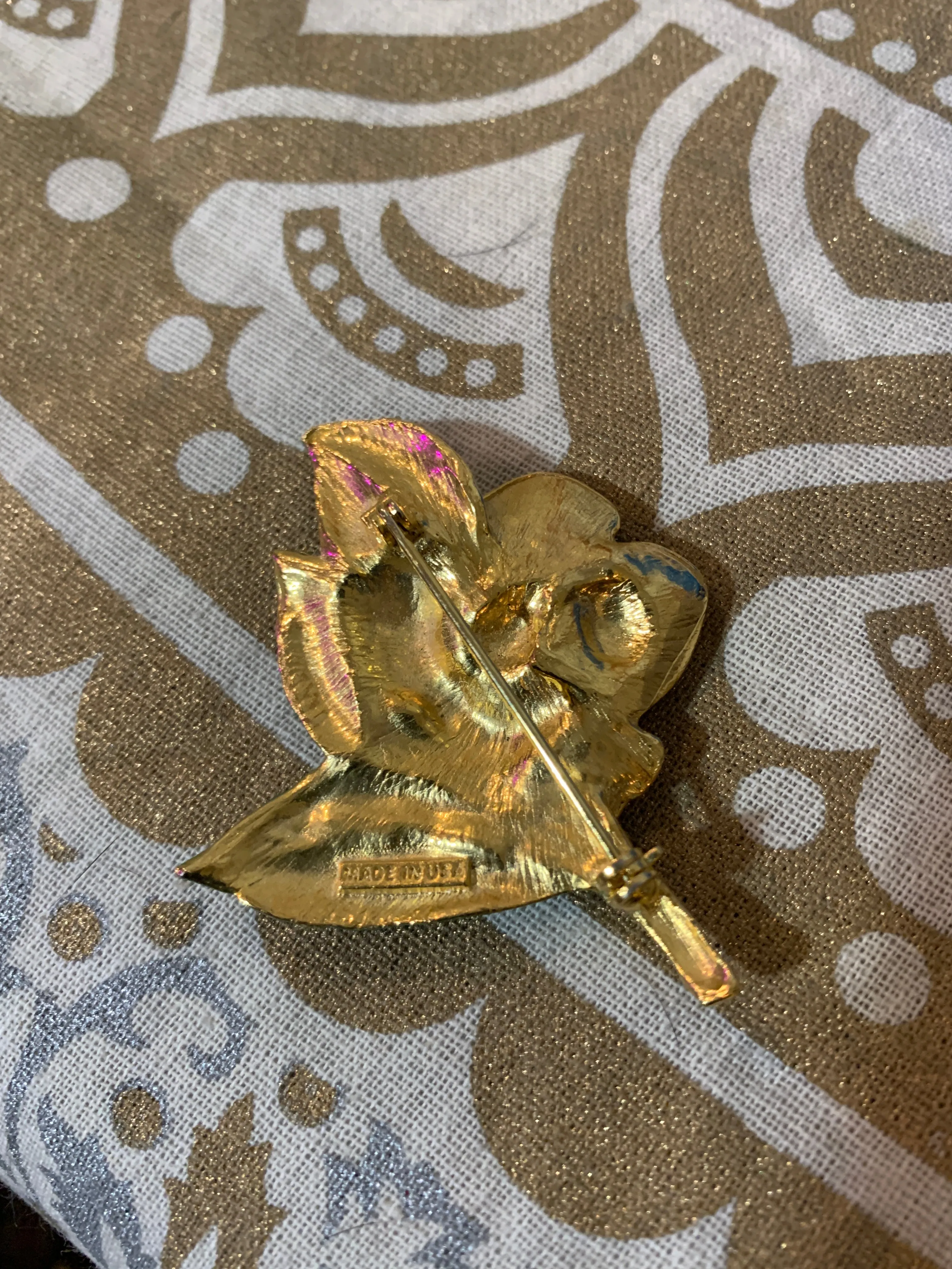 Golden Flower Brooch Pin