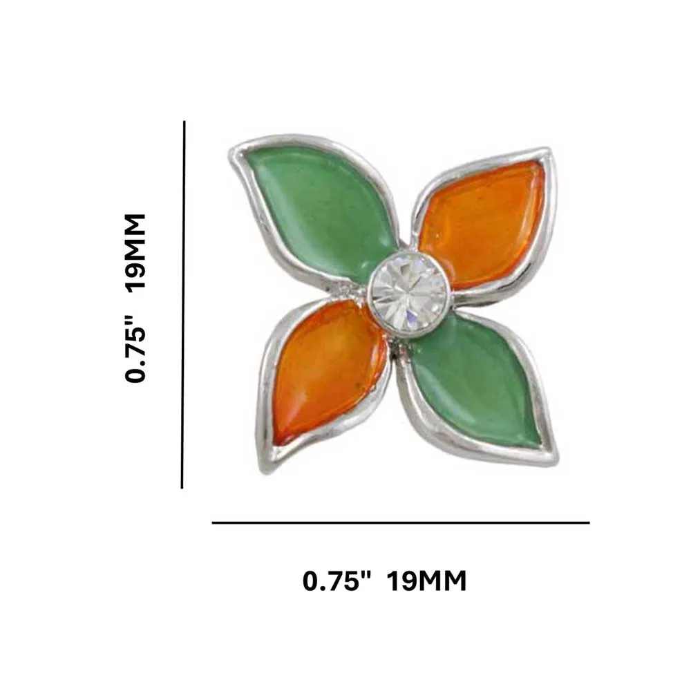 Green and Orange Stained Glass Flower Pierced Earring - FE303