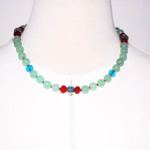 Green Carnelian With Crystal Ascents Necklace