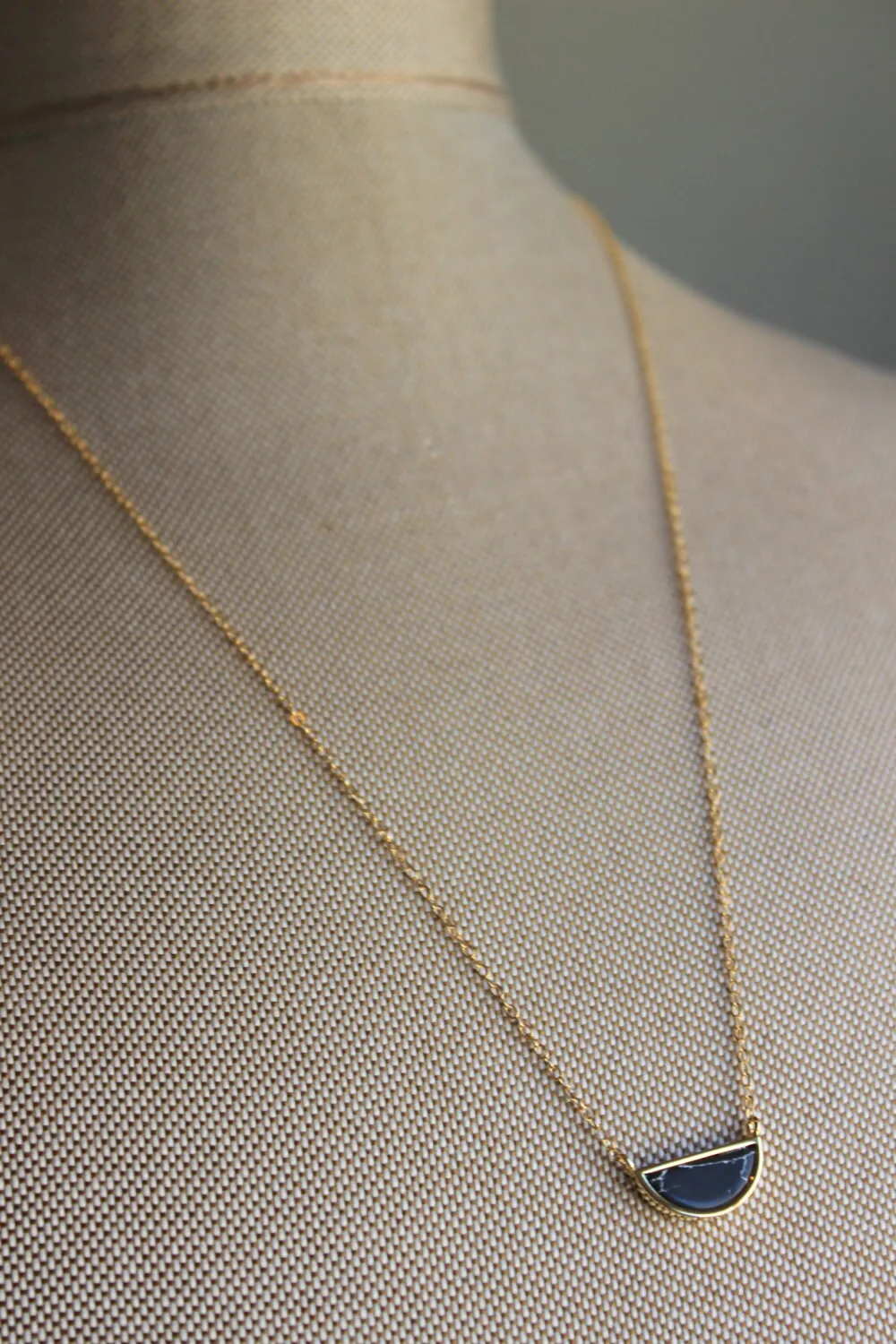 Half Moon Necklace, Howlite Jewelry, Black White Howlite Necklace, Gold Dainty Necklace, Minimalist Necklace, Moon Necklace Gold