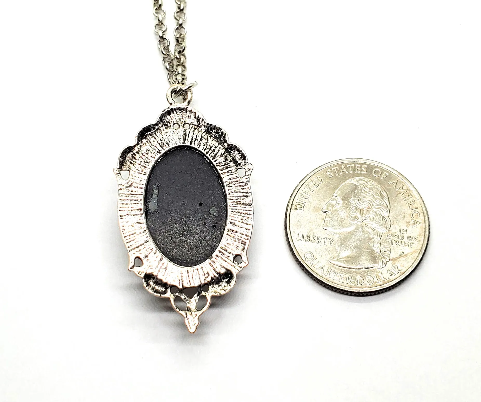 Handmade Antique Silver Gothic Princess Lolita Day Of The Dead Cameo Necklace