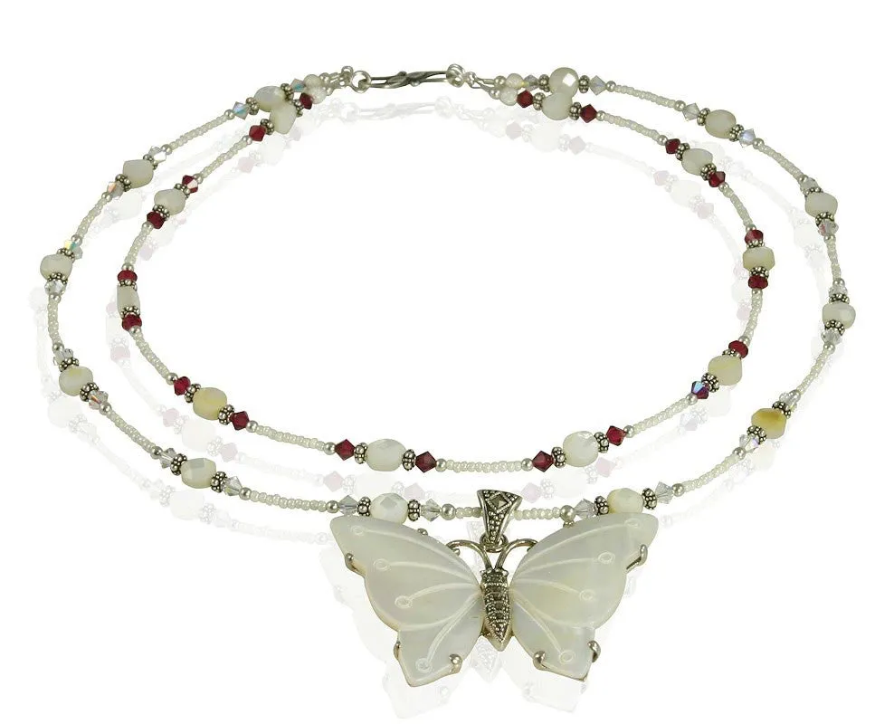 Handmade Butterfly Mother of Pearl Necklace