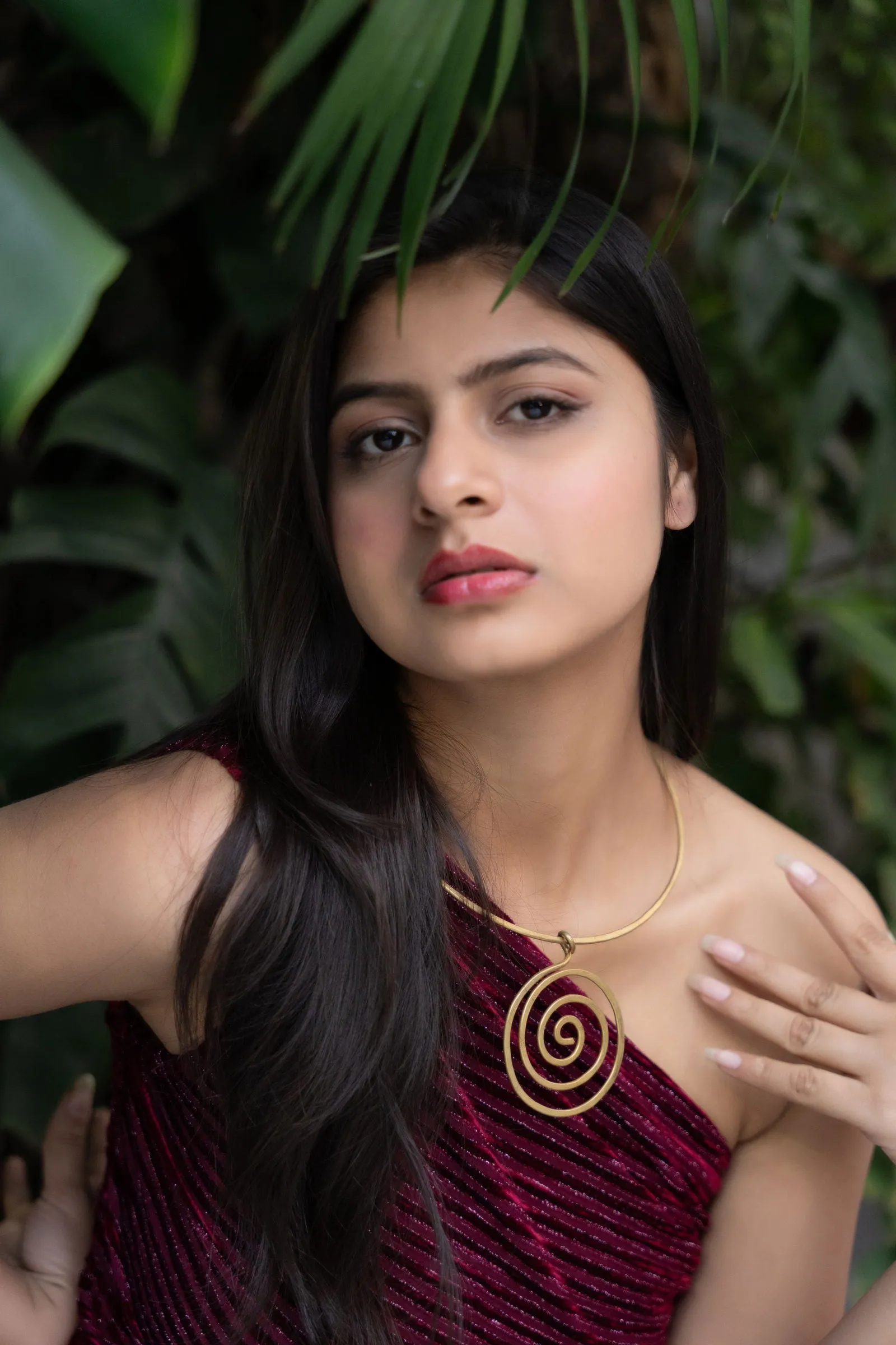 Handmade Dokra Brass Circular Spiral Hasli Necklace with Intricate Design for Ethnic and Western Styles