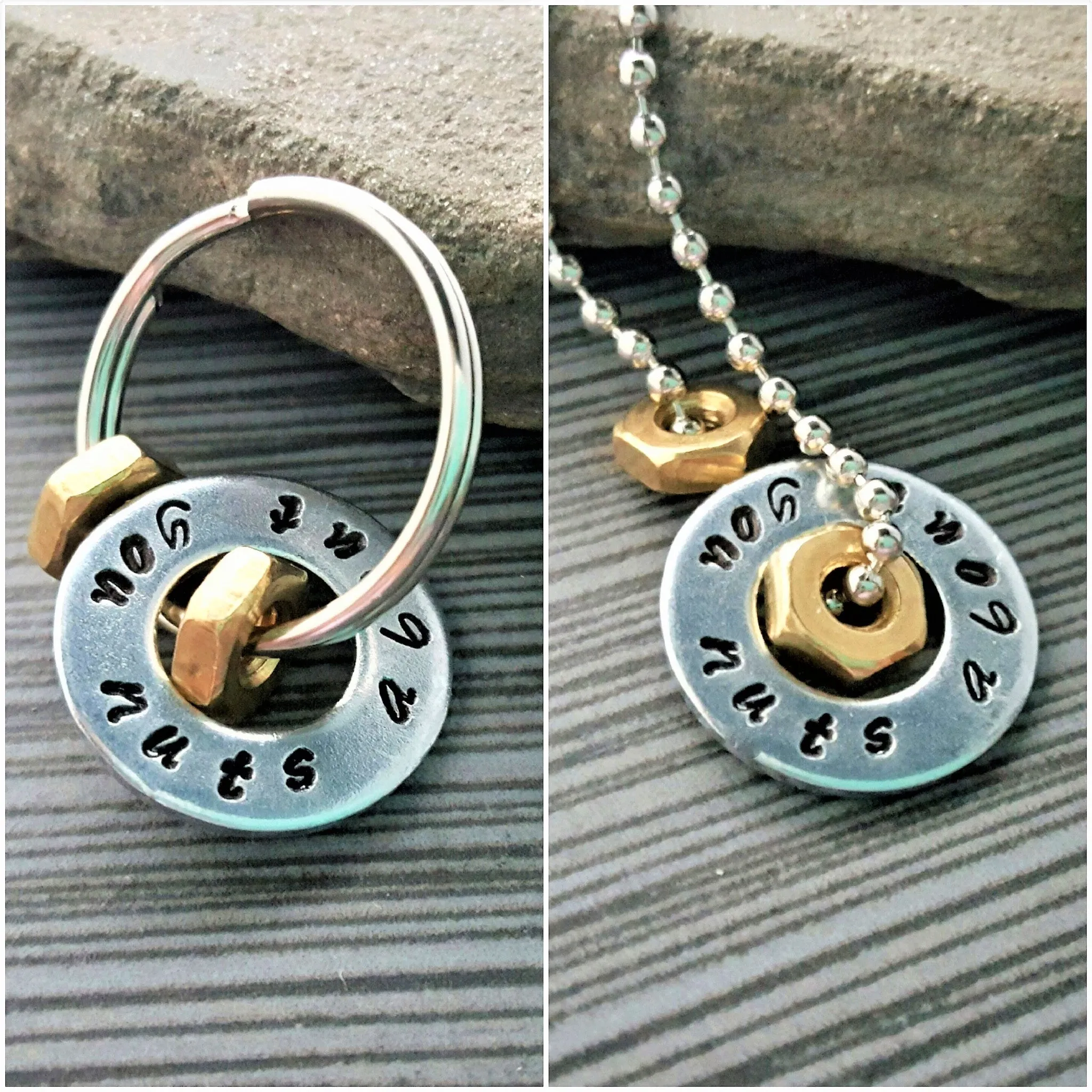 Handmade Hand-Stamped Nuts About You Necklace Or Keychain