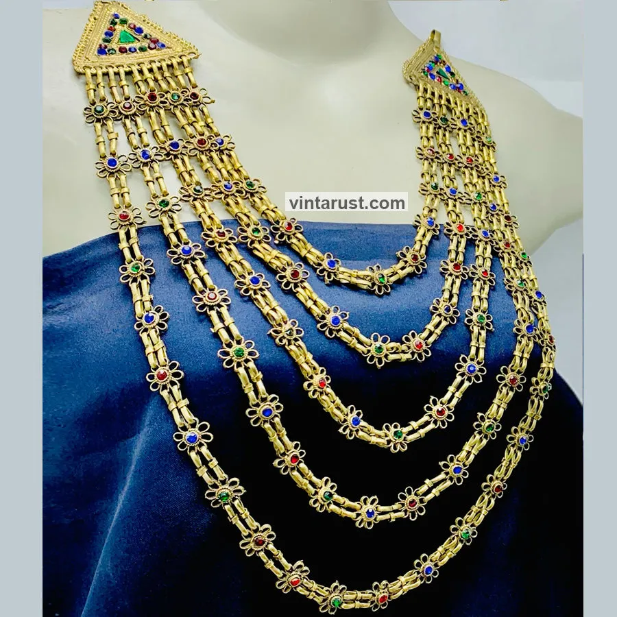 Handmade Multi Strands Tribal Bib Necklace