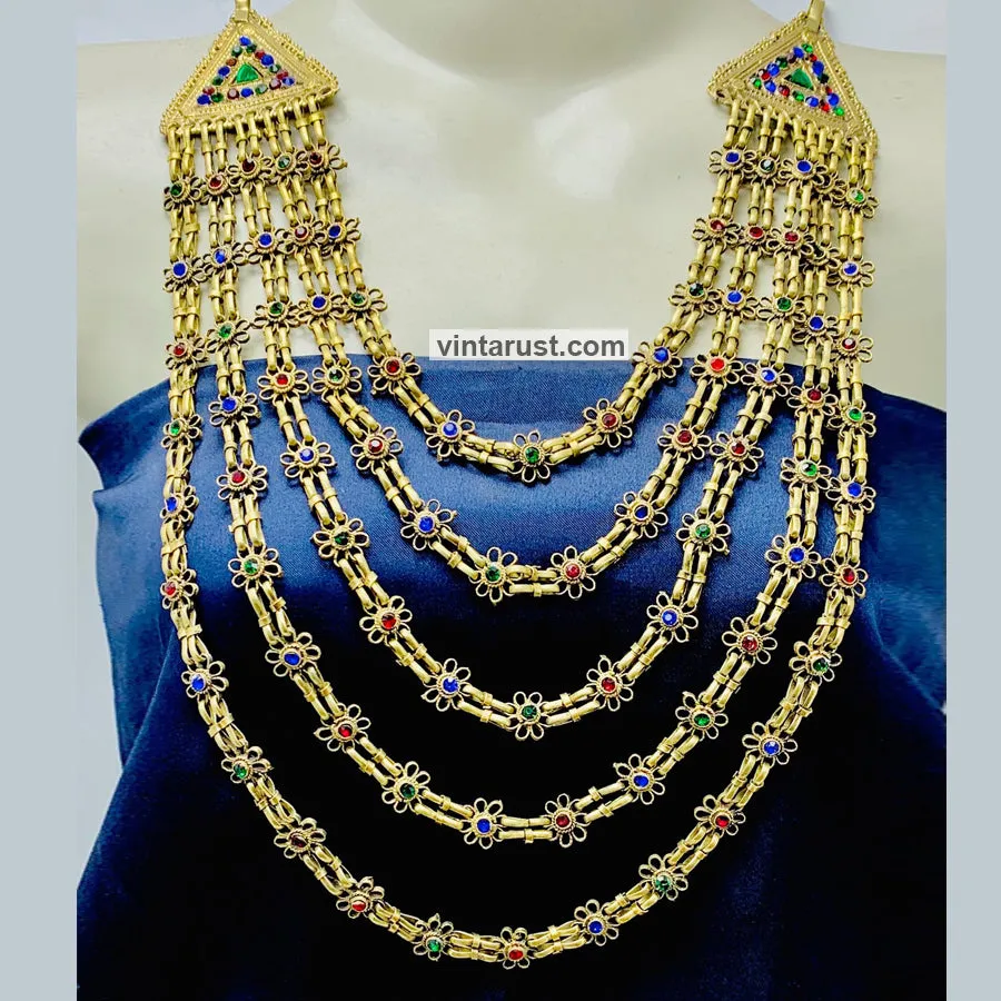 Handmade Multi Strands Tribal Bib Necklace
