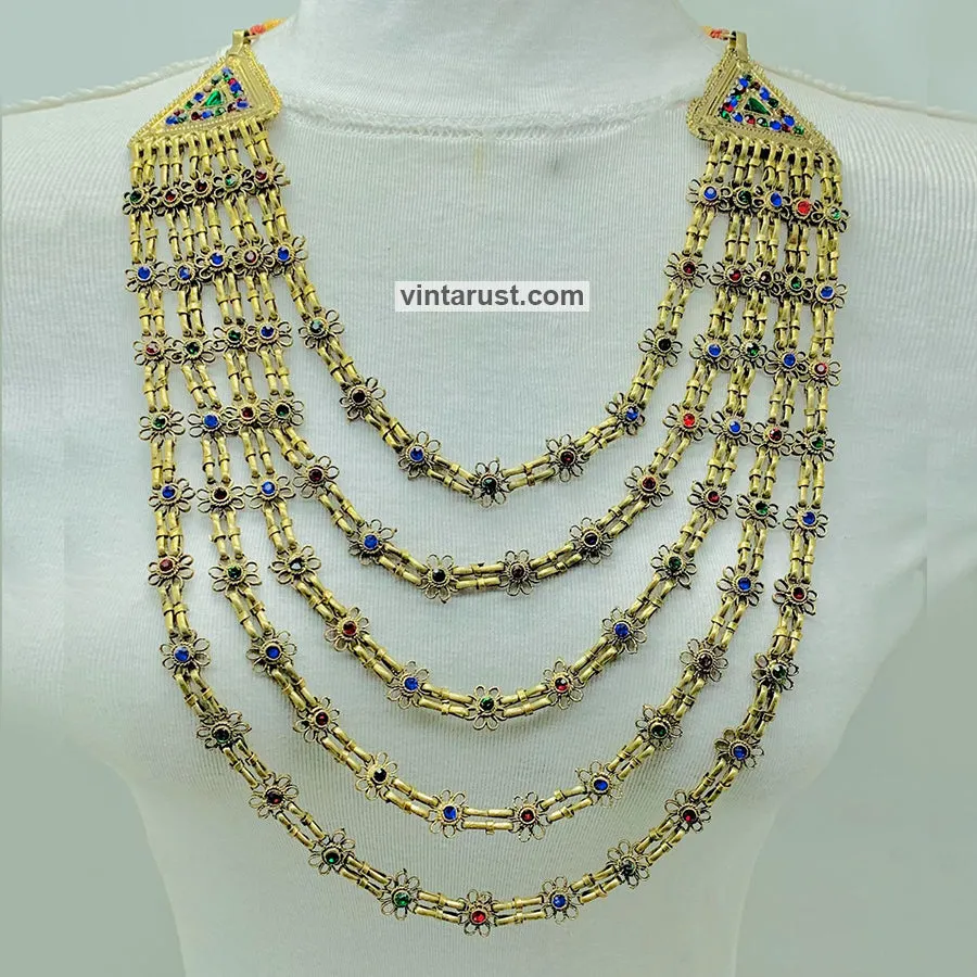 Handmade Multi Strands Tribal Bib Necklace