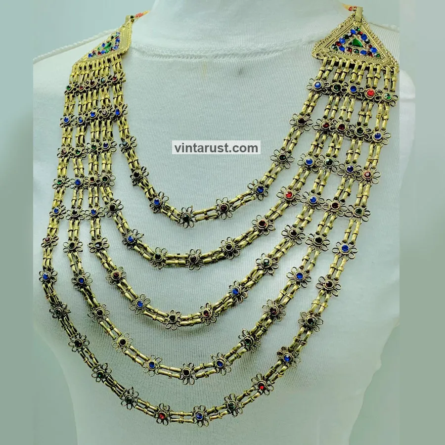 Handmade Multi Strands Tribal Bib Necklace