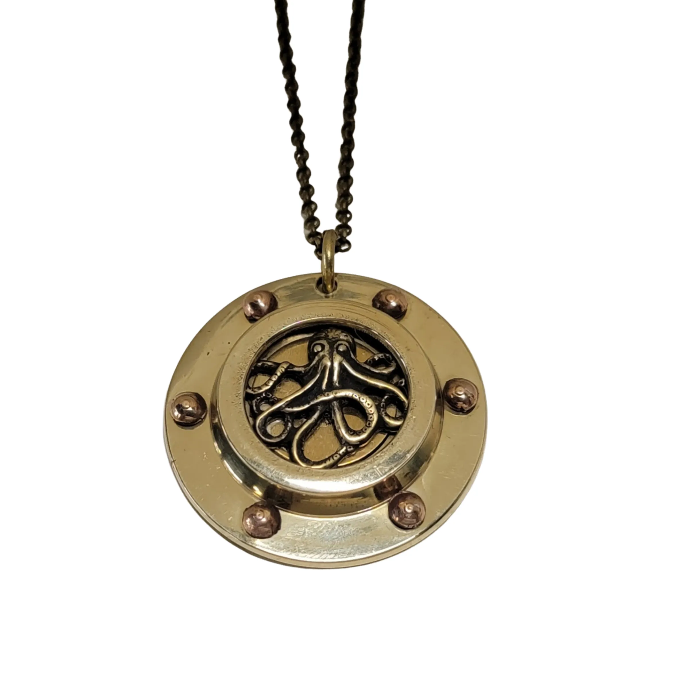 Handmade Octopus Porthole Shadowbox Necklace