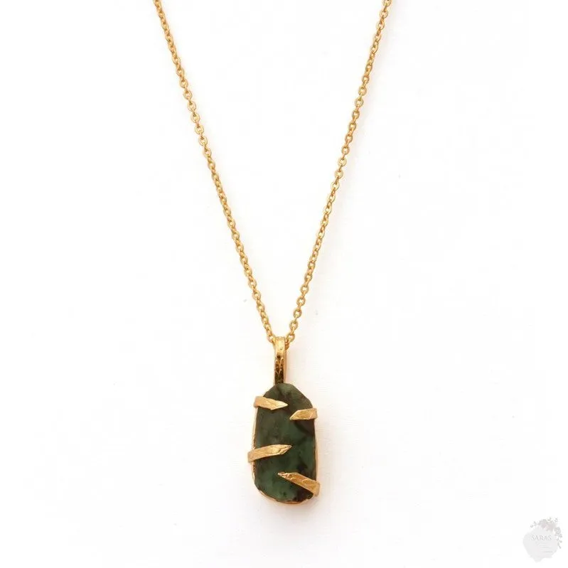 Handmade Raw Emerald gemstone necklace