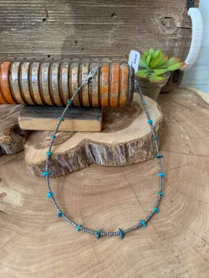Handmade Seed Bead & Natural Turquoise Necklace