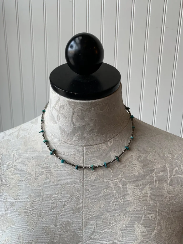 Handmade Seed Bead & Natural Turquoise Necklace