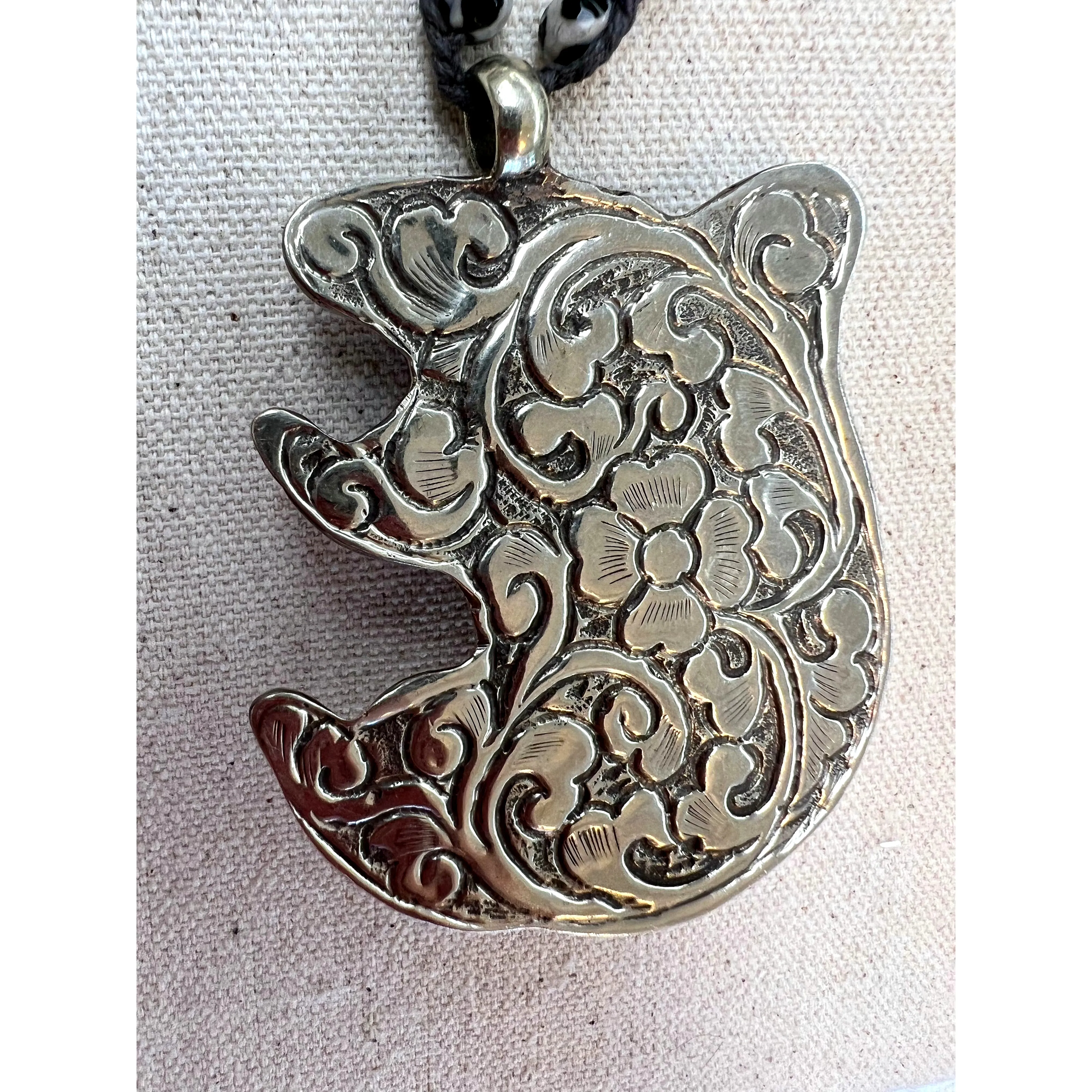 Handmade Silver Mother of Pearl Squirrel Necklace