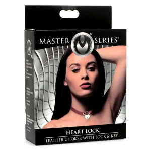 Heart Lock Leather Choker With Lock And Key