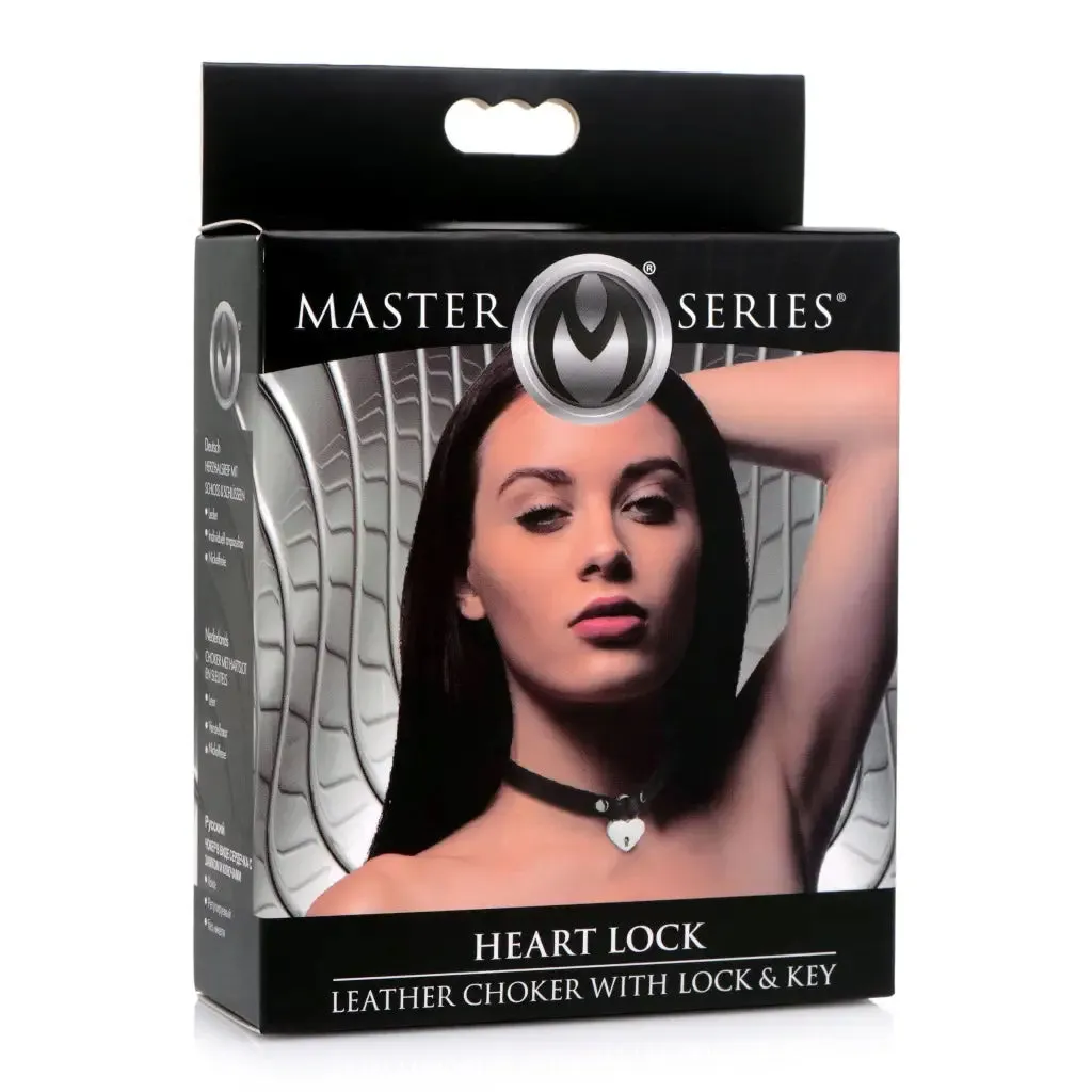 Heart Lock Leather Choker With Lock And Key