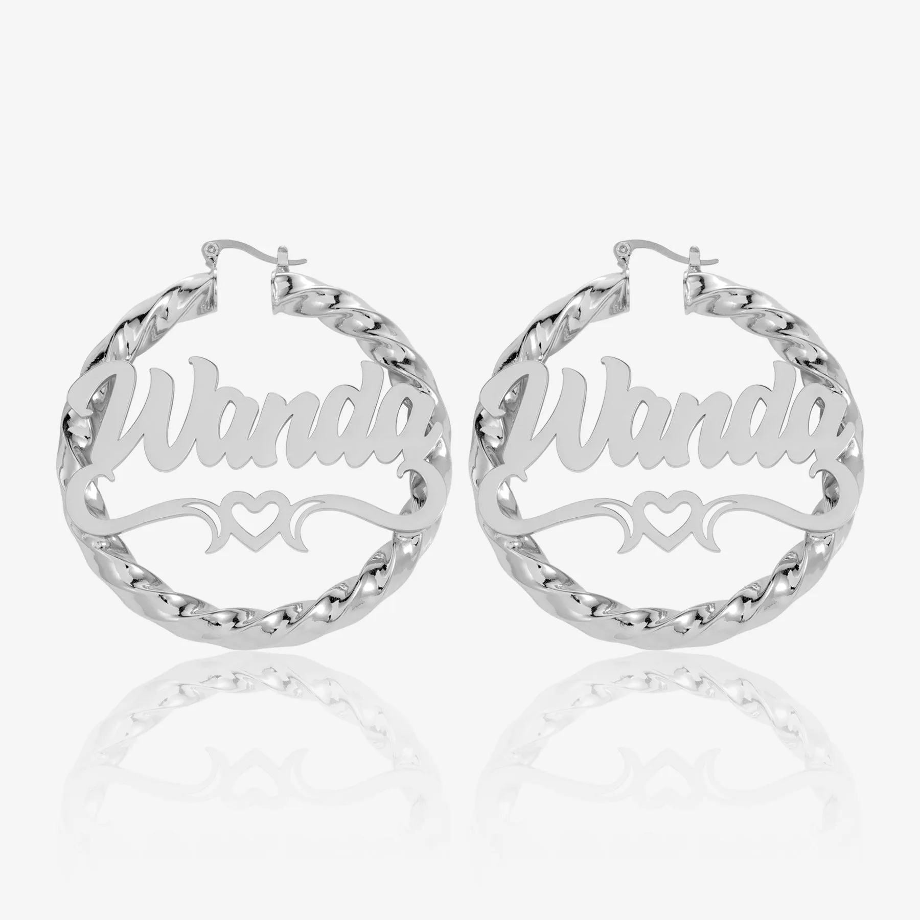Heart Twist Name Hoop Earrings