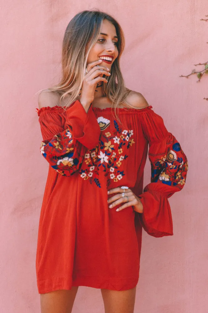 Hey Senorita Dress Rust