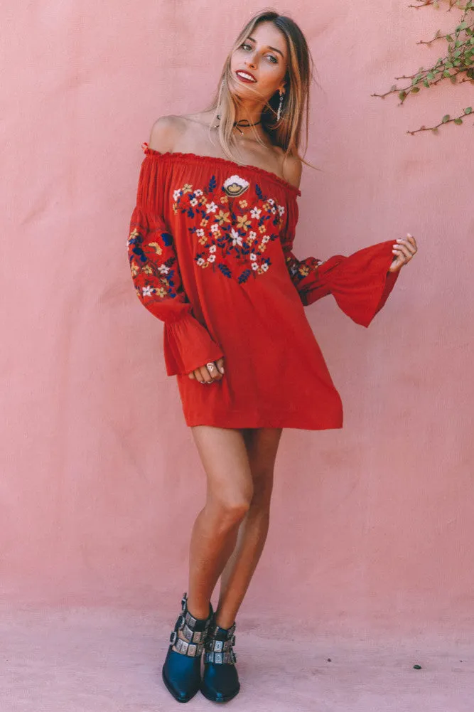 Hey Senorita Dress Rust