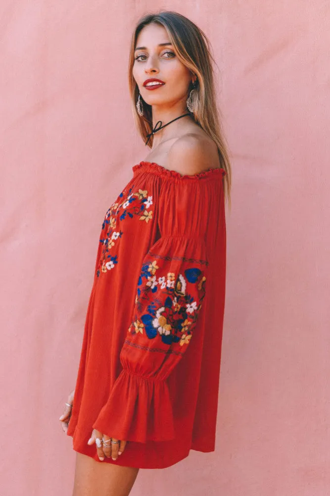 Hey Senorita Dress Rust