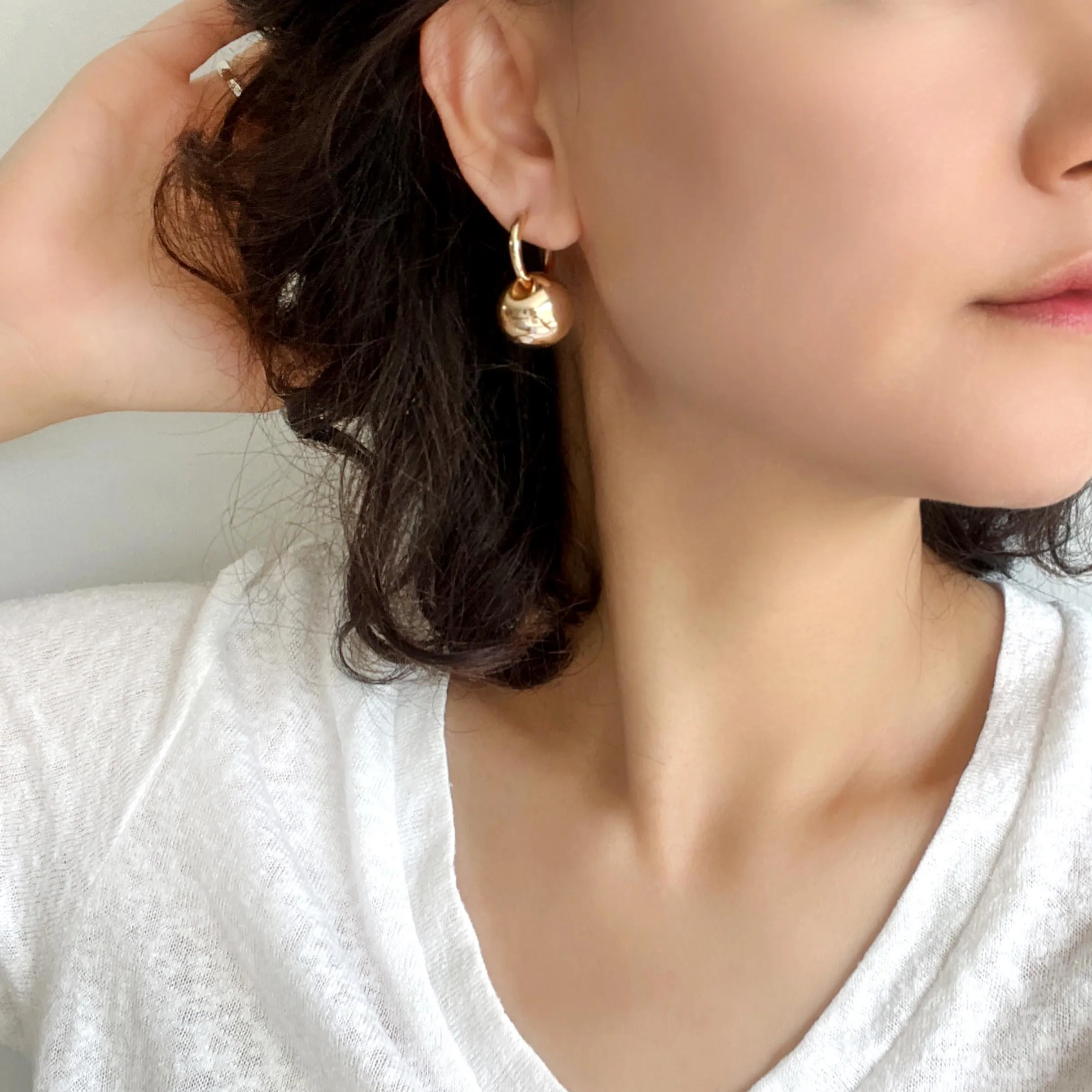 Hollow Ball Drop Huggie Earrings
