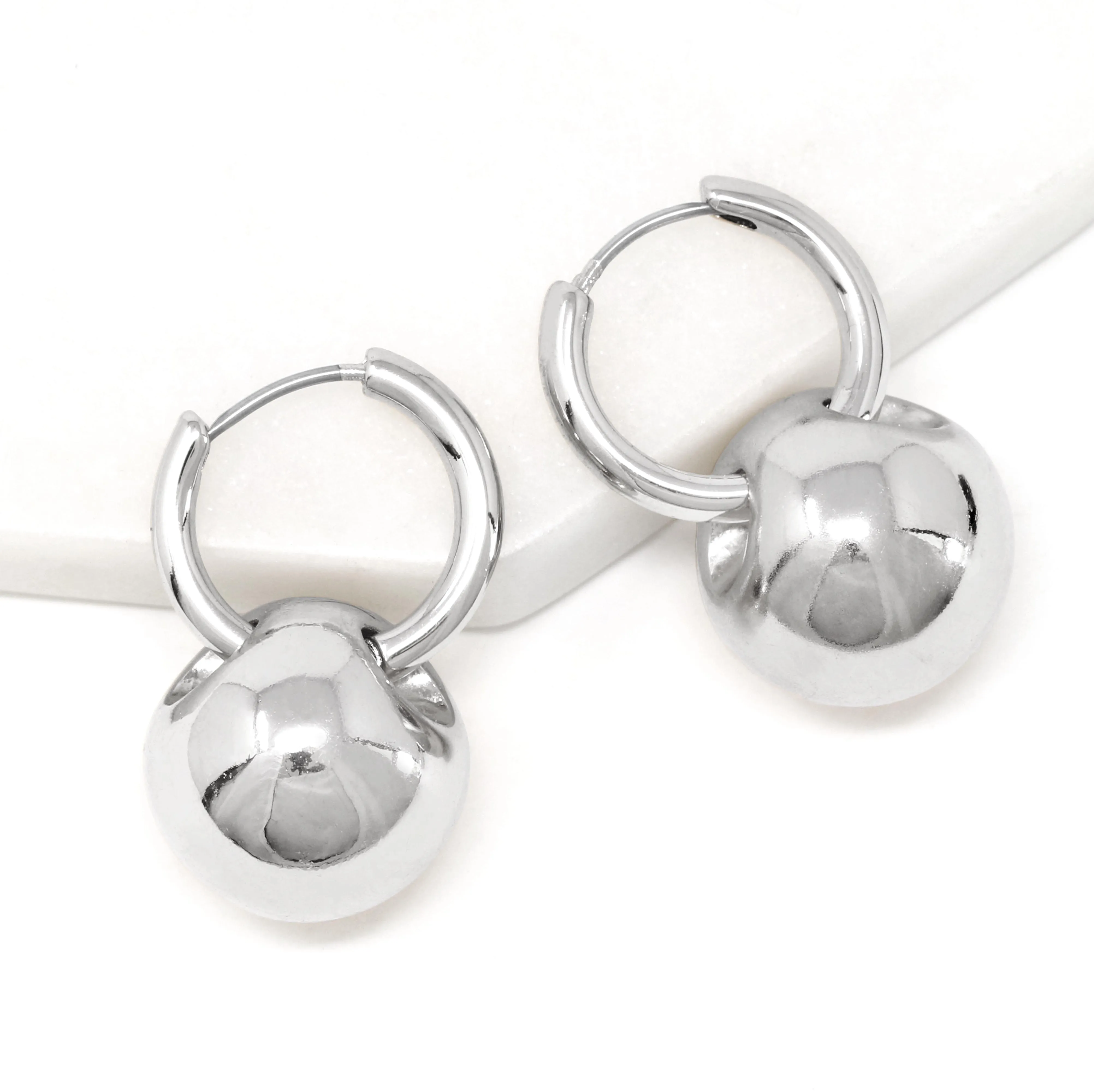 Hollow Ball Drop Huggie Earrings