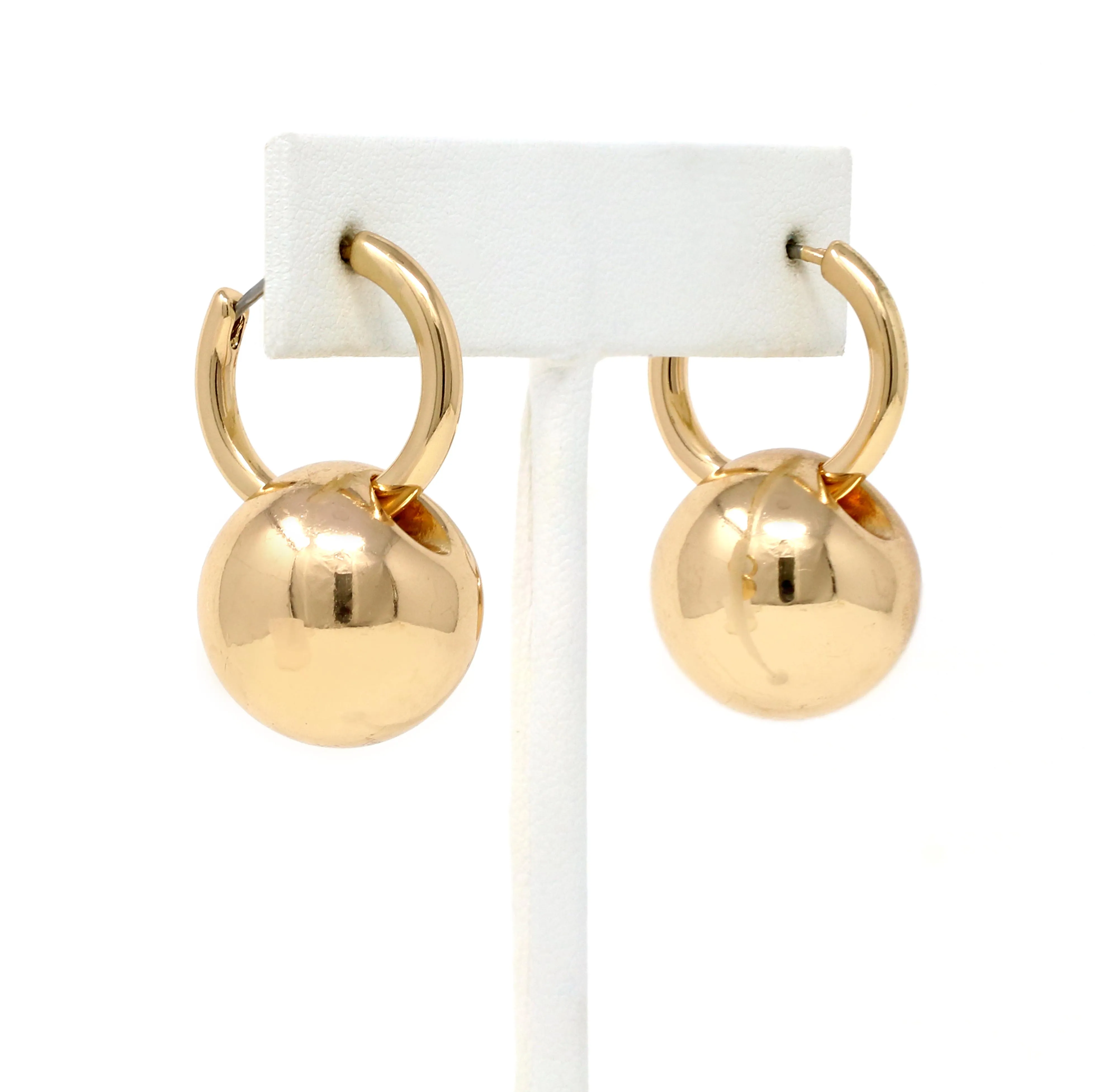 Hollow Ball Drop Huggie Earrings