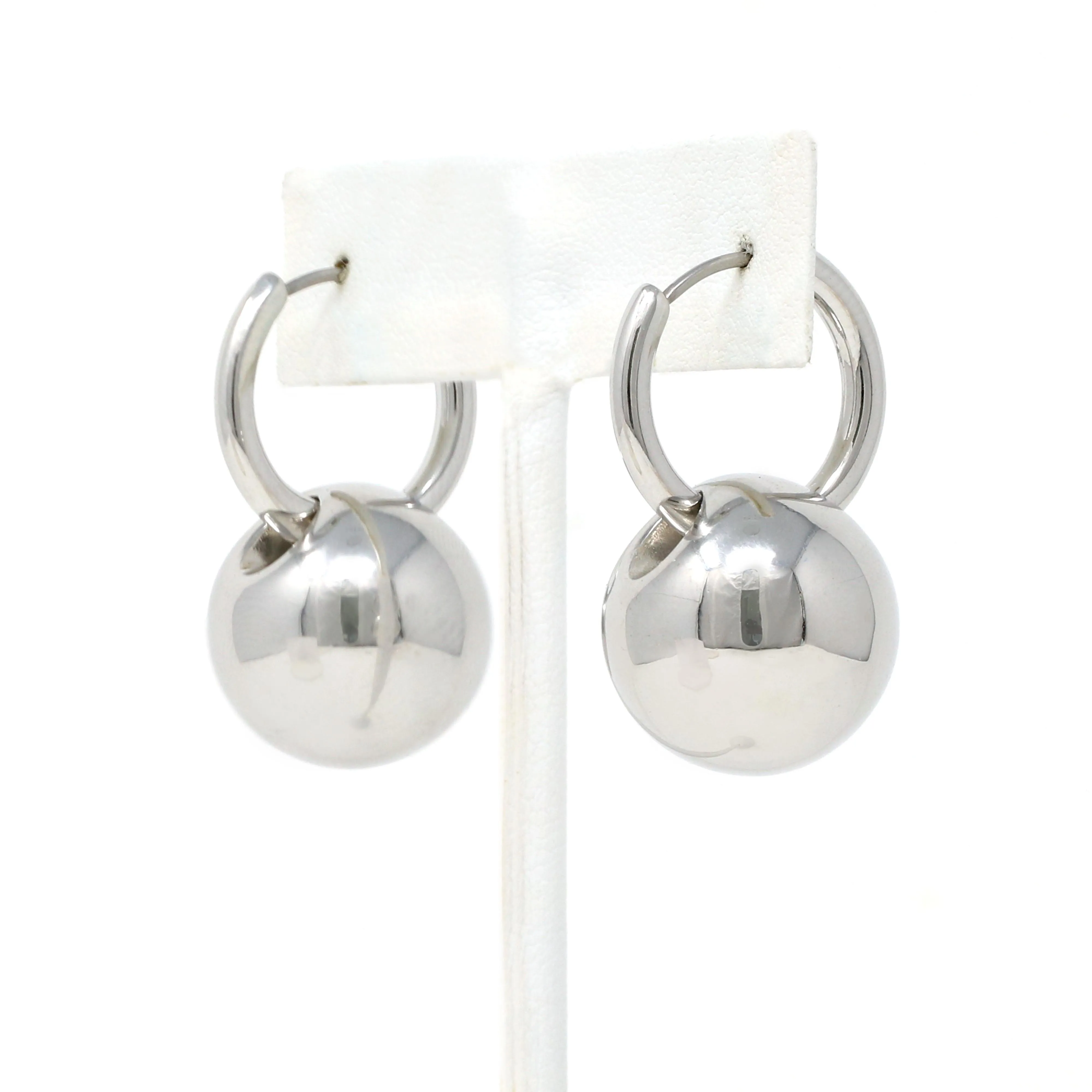 Hollow Ball Drop Huggie Earrings