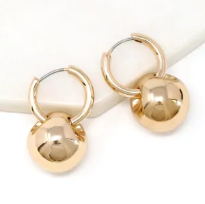 Hollow Ball Drop Huggie Earrings