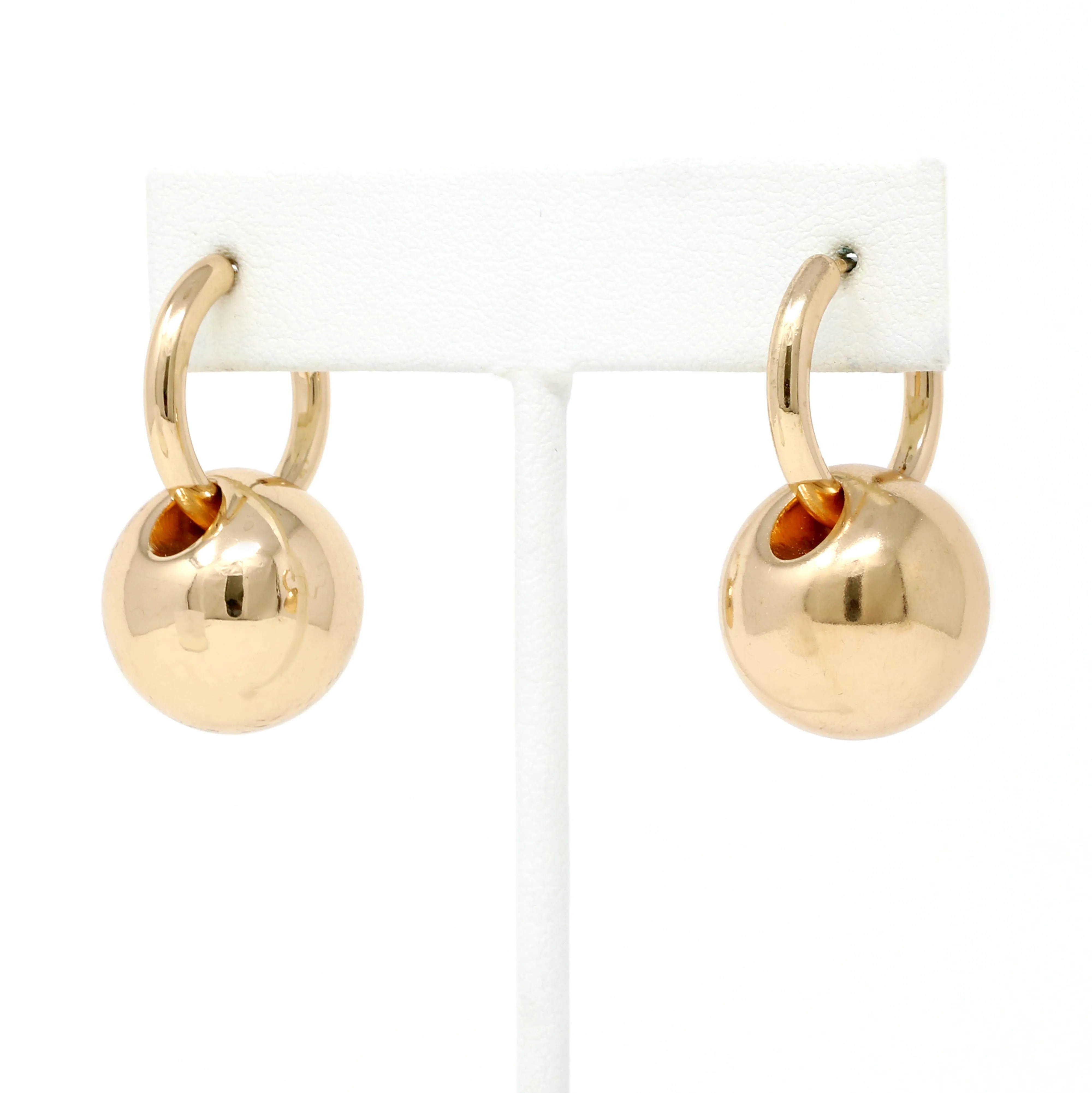 Hollow Ball Drop Huggie Earrings