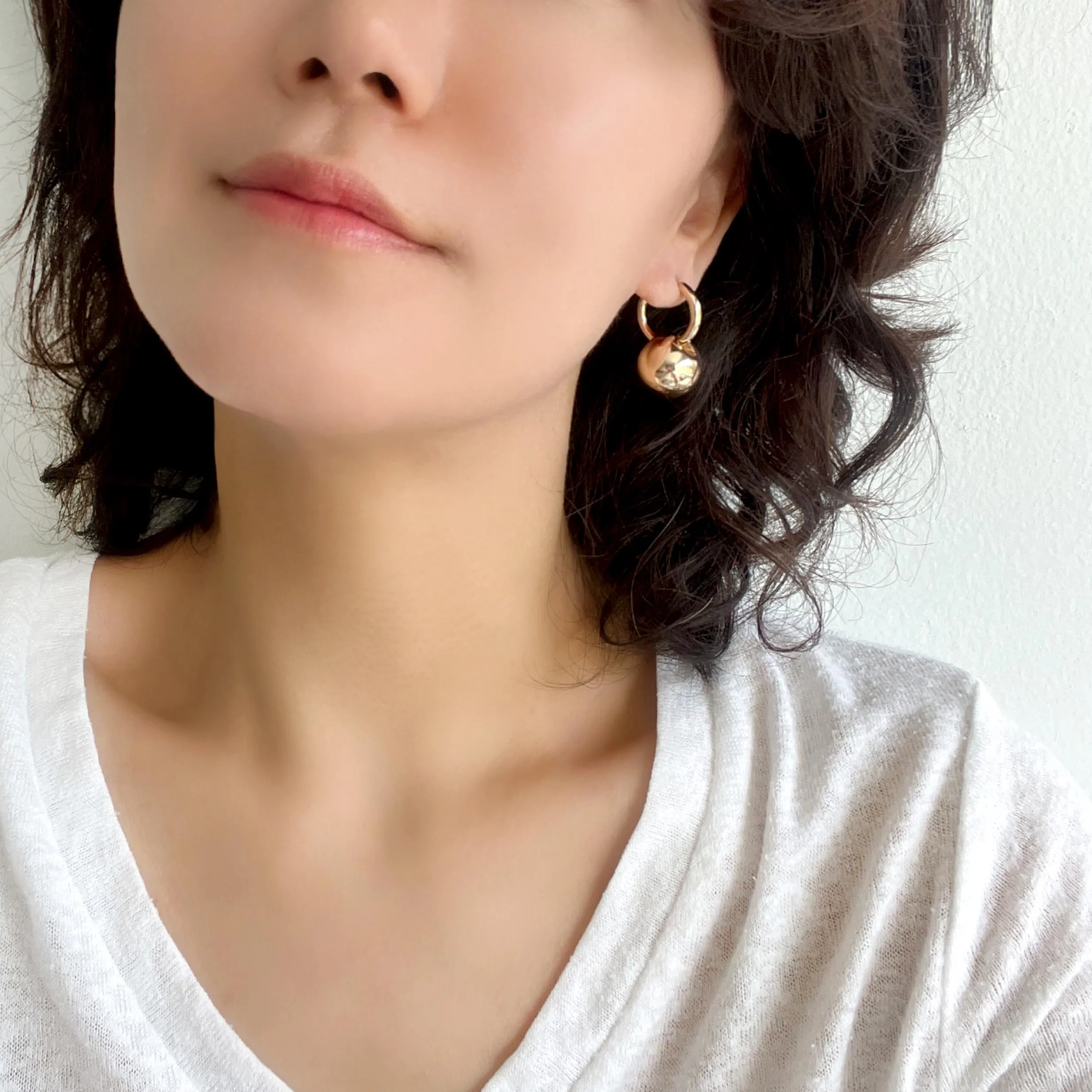 Hollow Ball Drop Huggie Earrings
