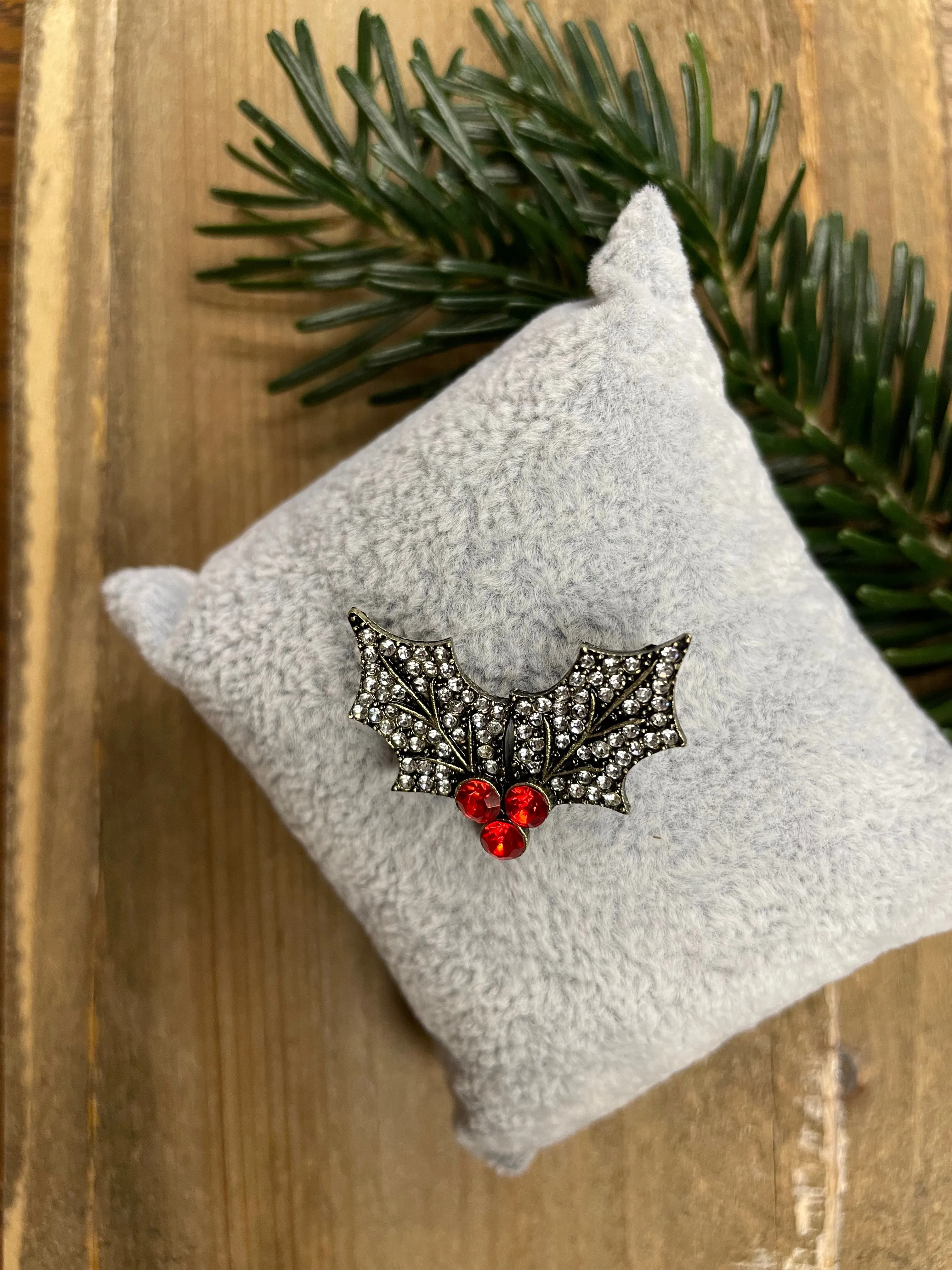 Holly & Berry Brooch