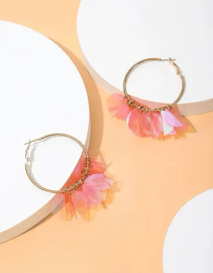 Iridescent - colourful layered clear shell petals earrings | dangle petals floral earrings | lightweight bridal party wedding earrings