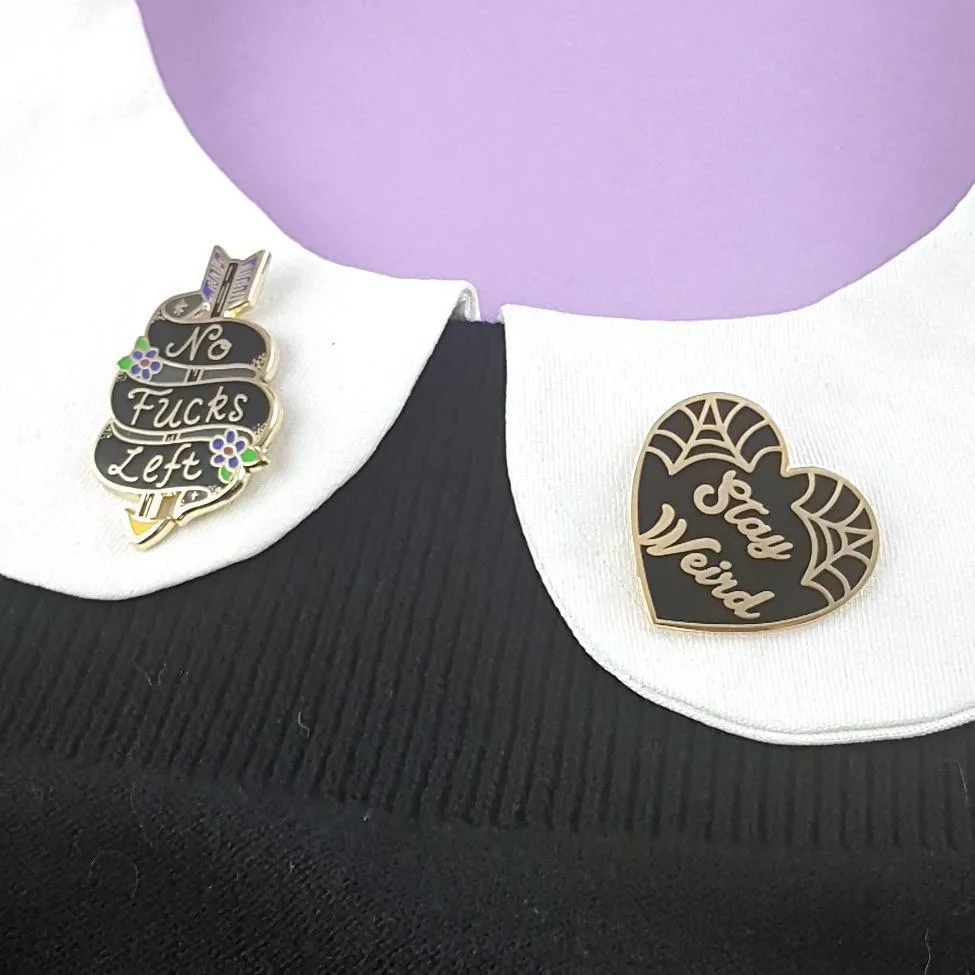Jubly Umph Lapel Pin  Stay Weird Black Heart