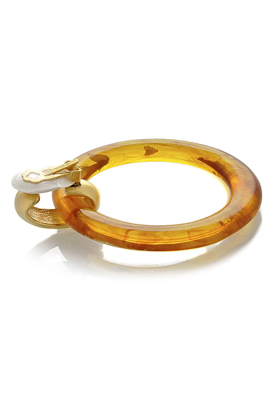 KENNETH JAY LANE SHALLY Gold Scraped Tortoise Earrings