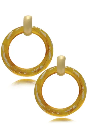 KENNETH JAY LANE SHALLY Gold Scraped Tortoise Earrings