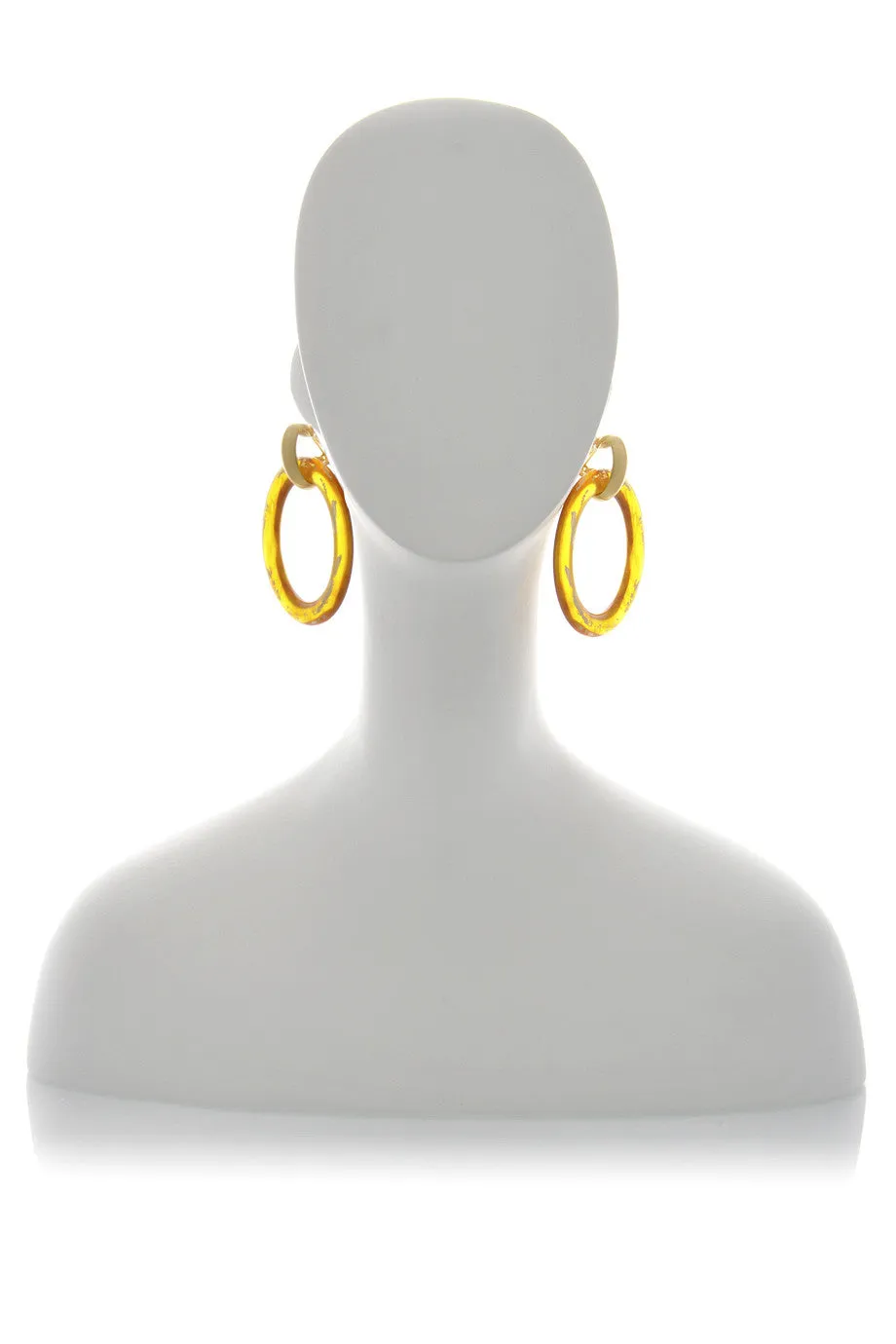 KENNETH JAY LANE SHALLY Gold Scraped Tortoise Earrings