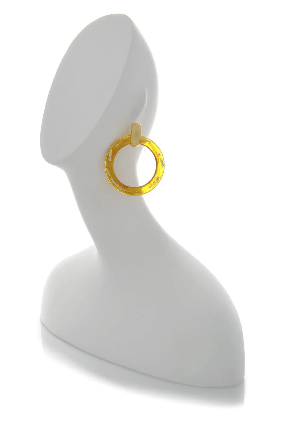 KENNETH JAY LANE SHALLY Gold Scraped Tortoise Earrings