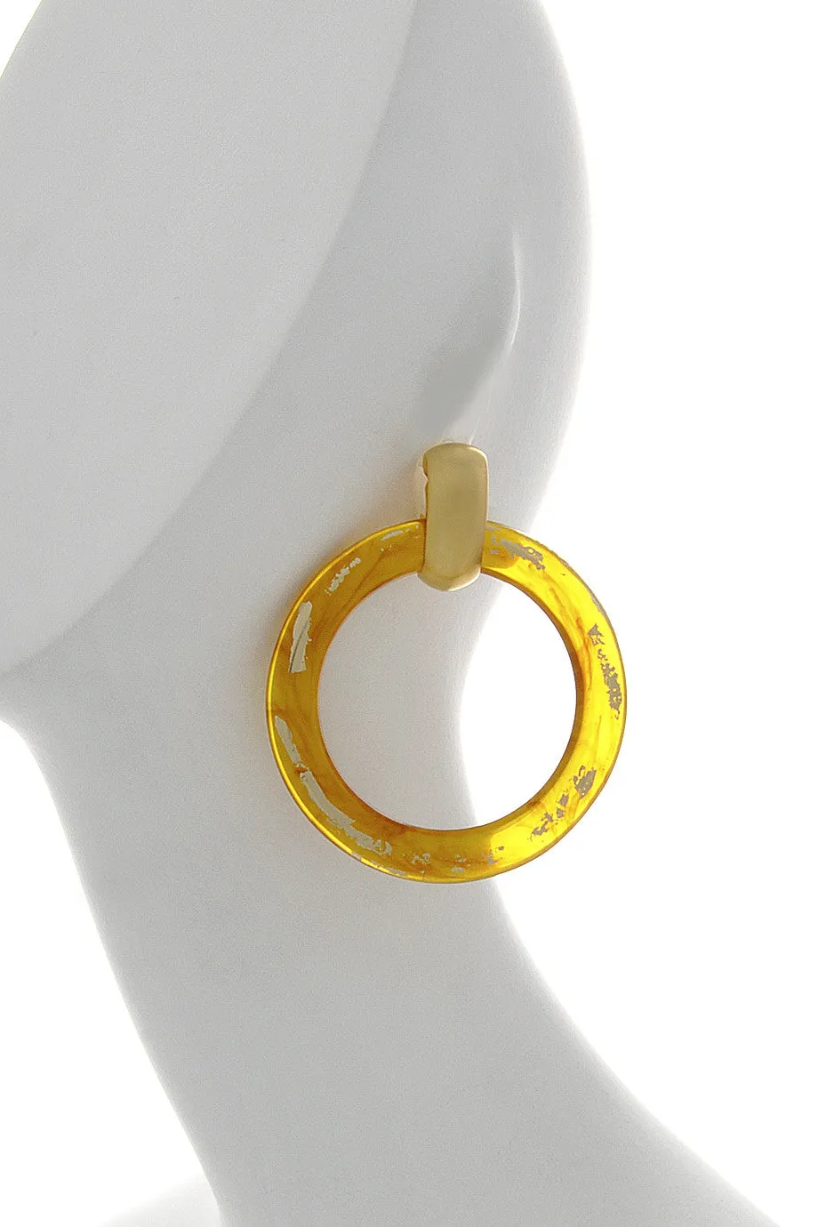 KENNETH JAY LANE SHALLY Gold Scraped Tortoise Earrings