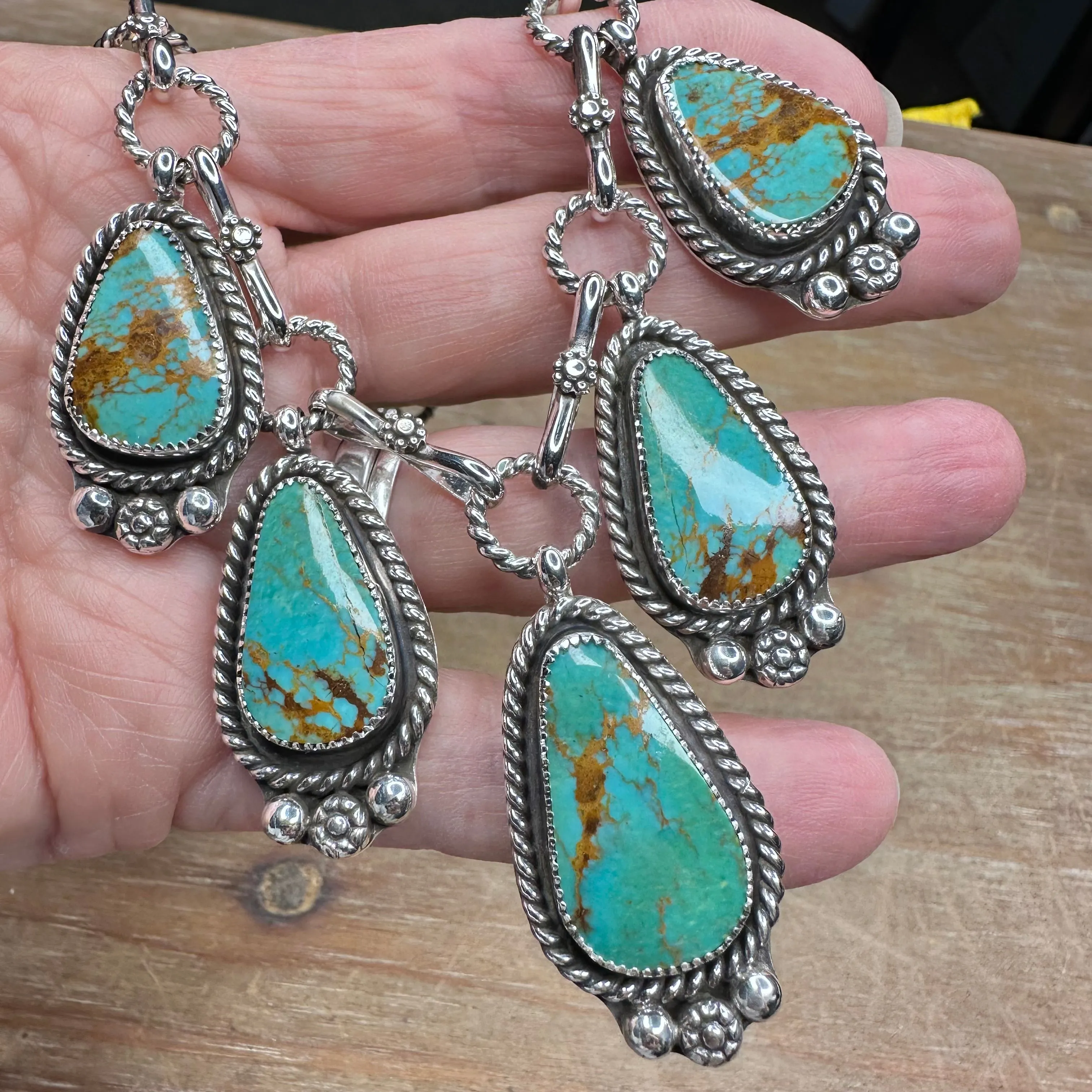 Kingman Turquoise dangle necklace