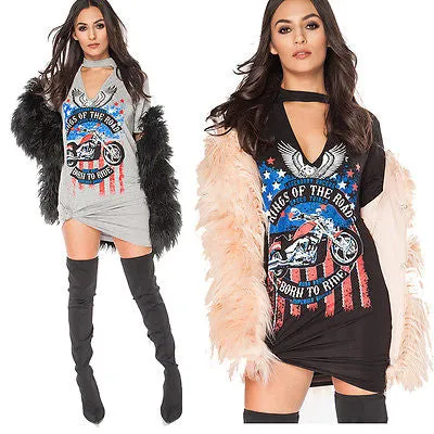 Kings of the road distressed choker tshirt dress