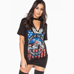 Kings of the road distressed choker tshirt dress