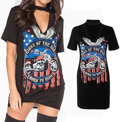 Kings of the road distressed choker tshirt dress