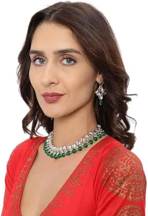 Kundan & Pearl Necklace With Earrings Set For Women Indian Jewelry Set for Weddings And Festivals