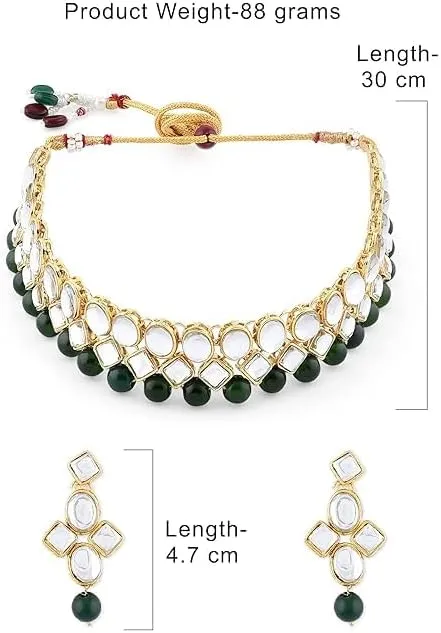 Kundan & Pearl Necklace With Earrings Set For Women Indian Jewelry Set for Weddings And Festivals