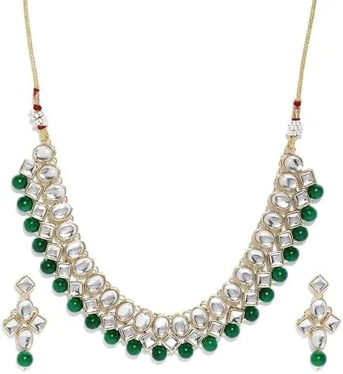 Kundan & Pearl Necklace With Earrings Set For Women Indian Jewelry Set for Weddings And Festivals