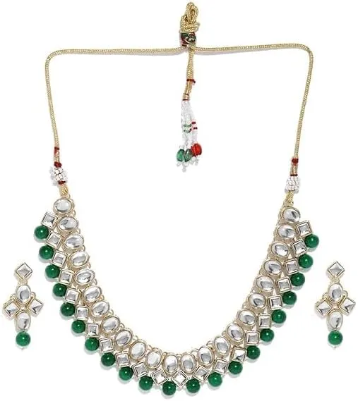 Kundan & Pearl Necklace With Earrings Set For Women Indian Jewelry Set for Weddings And Festivals