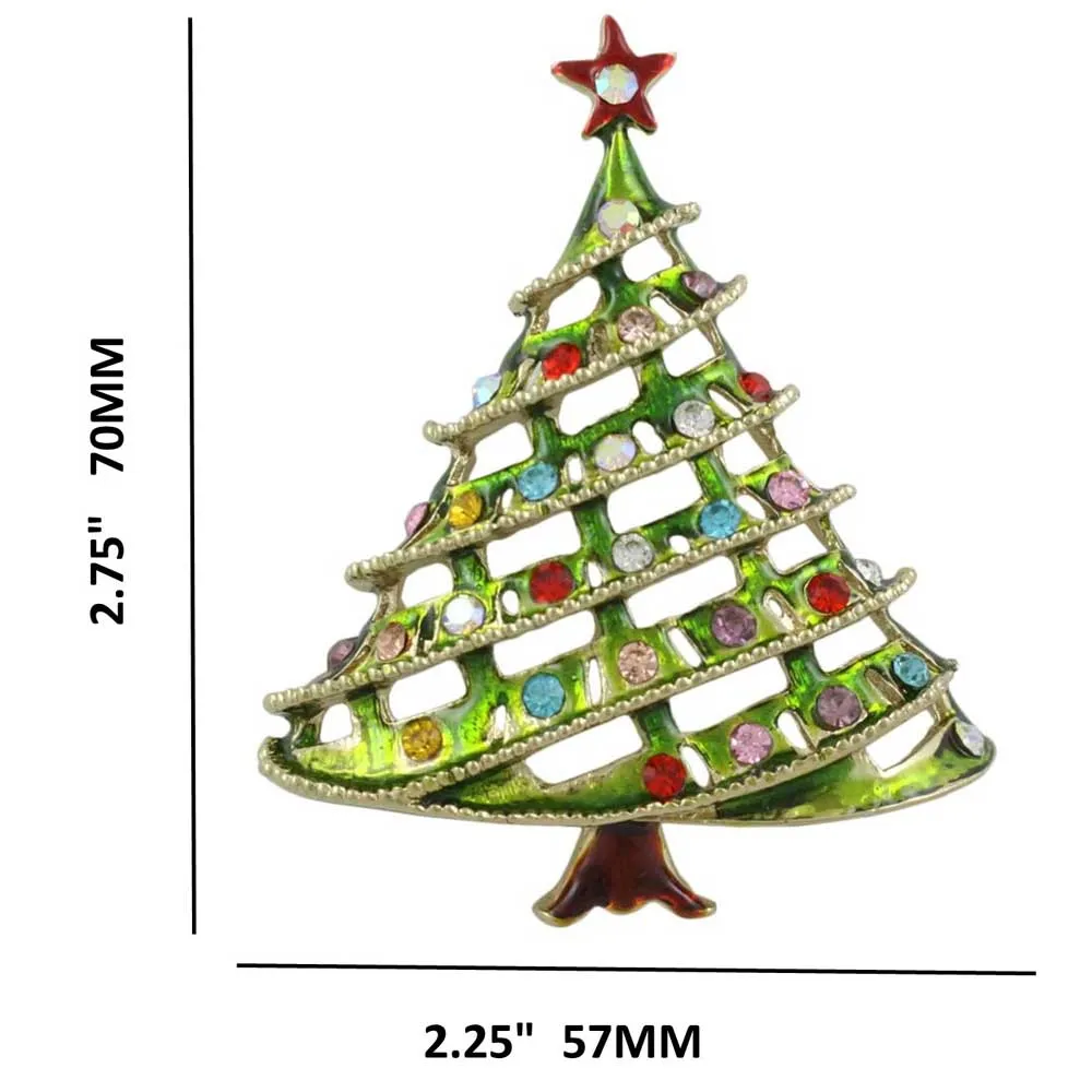 Large Light Green Christmas Tree Brooch Pin - XP132