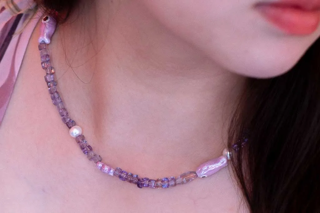 Lavender Fish - Amethyst Fish Charm Necklace