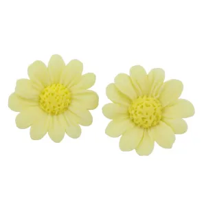 Lemon Yellow Fimo Clay Daisy Pierced Earring - FE410