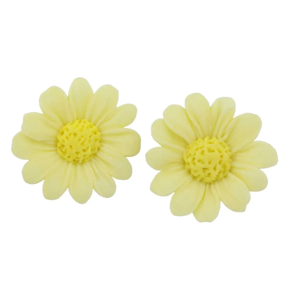 Lemon Yellow Fimo Clay Daisy Pierced Earring - FE410